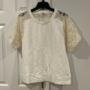 J.Crew floral lace short sleeve sweatshirt